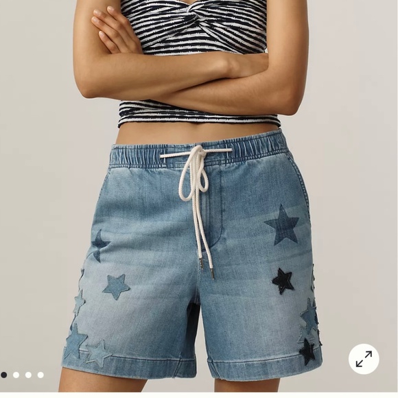 Pilcro Star-Embellished Pull-On Denim Shorts - Picture 2 of 4